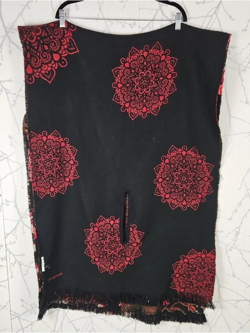 Desigual Colorful Floral Reversible Square Poncho